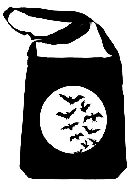 Full Moon w/ Flying Bats Crossbody Sling Bag Goth Punk Deathrock