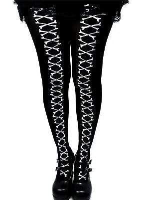 Skeleton Cross Bone Stitch Tights Gothic Halloween Cosplay Deathrock Vampire