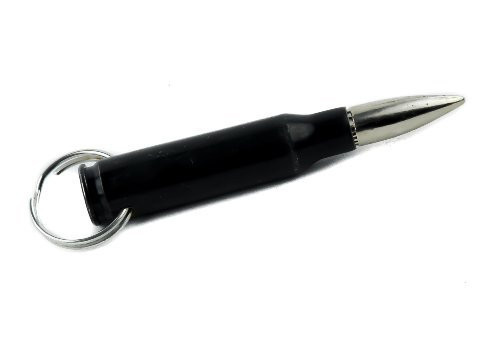 3" Real Black Metal Bullet Keychain 0.308 Mm Keyring
