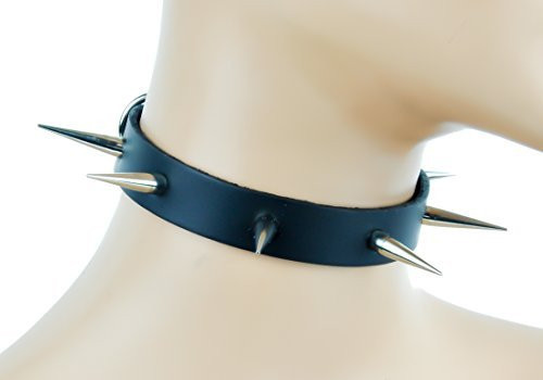 Tall & Skinny Spike Leather Choker Punk Rock Collar