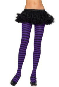 Black & Purple Striped Tights Gothic Punk Emo Club Vamp