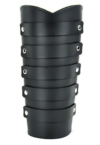 Black Leather Strap Wristband Heavy Metal Armband Gauntlet
