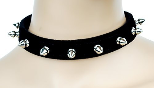 Black Velvet 1/2" Spiked Choker Soft Fashion Collar