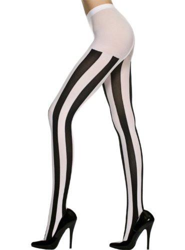 Black & White Vertical Stripe Gothic Tights