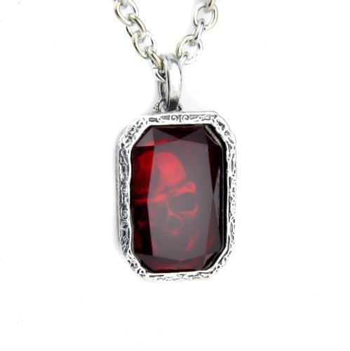 Hidden Skull Red Jewel Necklace Gothic Pirate Treasure Anime Cosplay Halloween