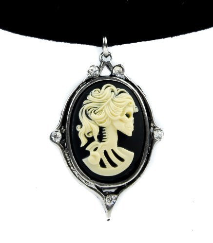 Living Dead Girl Skeleton Cameo Velvet Gothic Choker