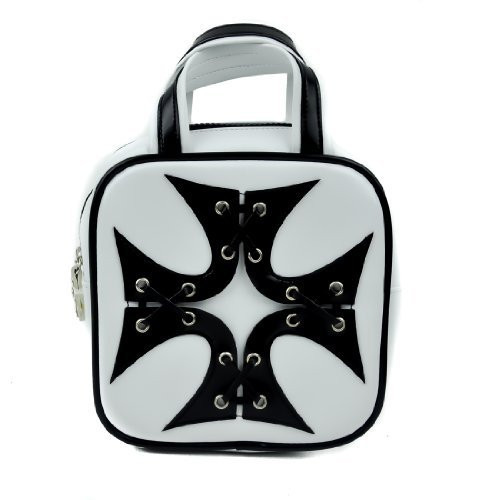 Black and White Stitch Iron Cross Handbag Punk Purse