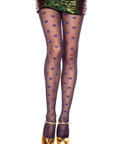 Black Sheer Tights w/ Blue Polka Dots