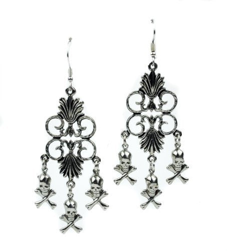 Dangle Skull & Crossbones Gothic Earrings Cosplay