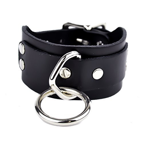 1" O-Ring Real Quality Leather Wristband 1-1/2" Wide Metal