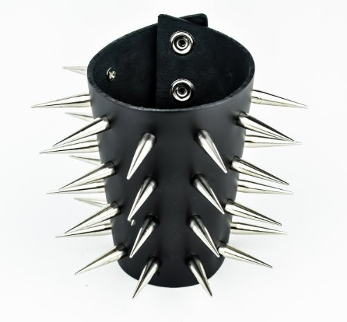 1-1/2" Tall Spike Leather Wristband 4" Wide Armband by Dysfunctional Doll