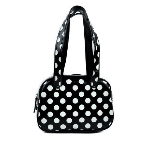 Black with White Polka Dot Bowler Bag Sexy Pinup Purse