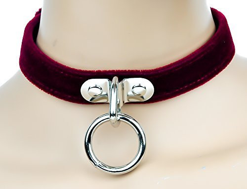 Red Velvet Choker Sexy O Ring Fetish Collar