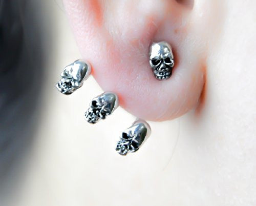 Wrap Around Skull Stud Earrings Cosplay
