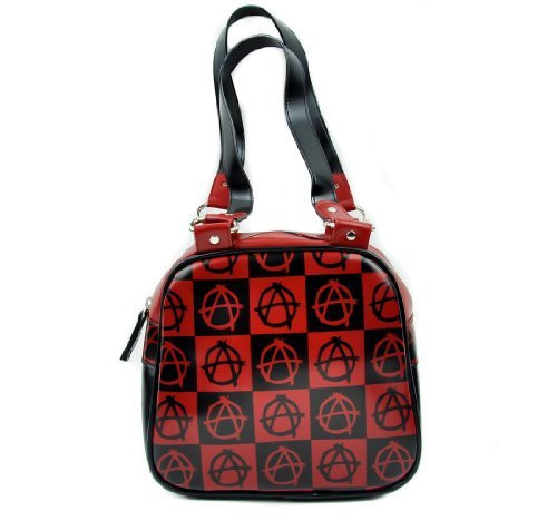 Black and Red Anarchy Sign Punk Handbag Purse