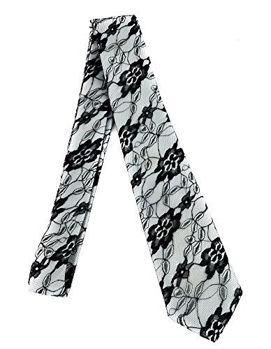 White and Black Flower Lace Neck Tie