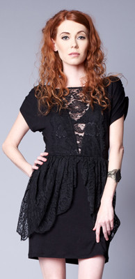 Lip Service Widow 80's Black Lace Peplum Dress