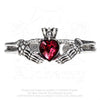 Alchemy Gothic Claddagh By Night Bracelet Red Heart w/ Skull & Skeleton Hands