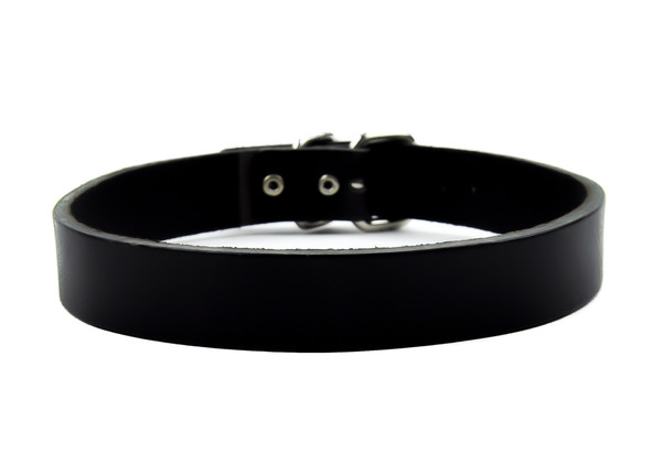1" Wide Plain Black Leather Choker