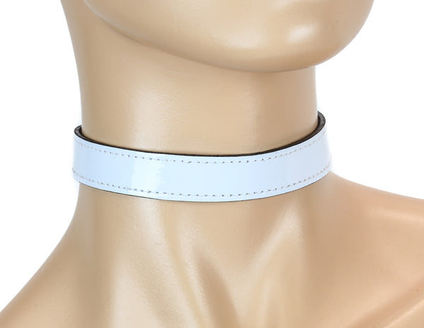 Gothic White Pvc 3/4" Wide Plain Choker