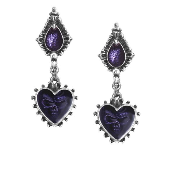 Alchemy Gothic Purple Mirror of the Soul Skull Earrings