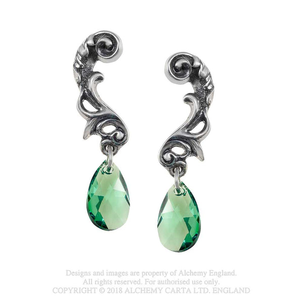 Alchemy Gothic Night Queen Green Teardrop Earrings
