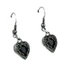 Black Stone Heart Wings Earrings Gothic Jewelry Cosplay