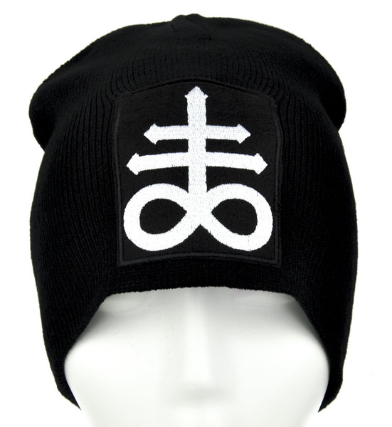 Crux Satanus Leviathan Cross Beanie Knit Cap Occult Clothing Black Sulphur