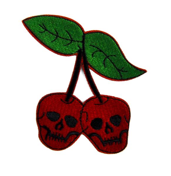 Skull Cherries Patch Iron on Applique Alternative Clothing Virgin Death