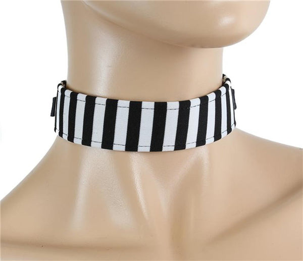 Black & White Stripe Beetlejuice 1 1/4" Wide Choker