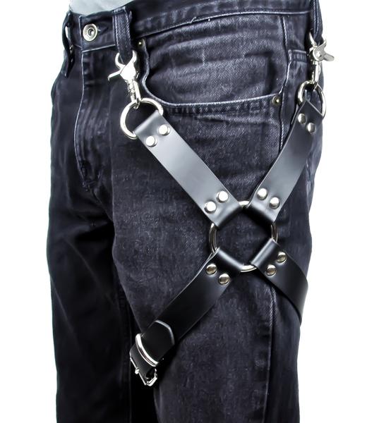 1 Silver O Ring Black Leather Thigh Leg Harness