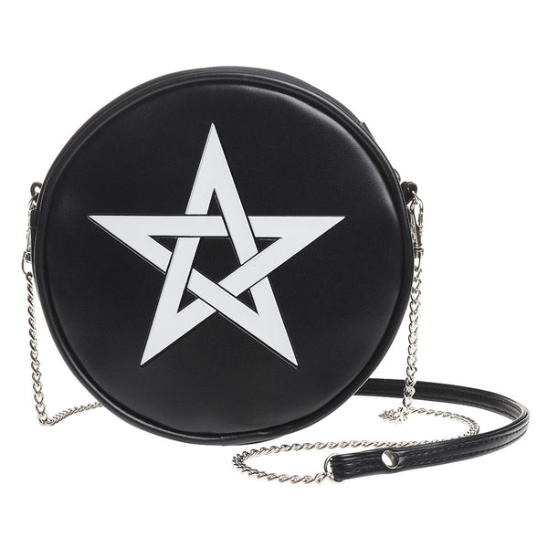 White Woven Pentagram Round Embossed Purse Shoulder Bag