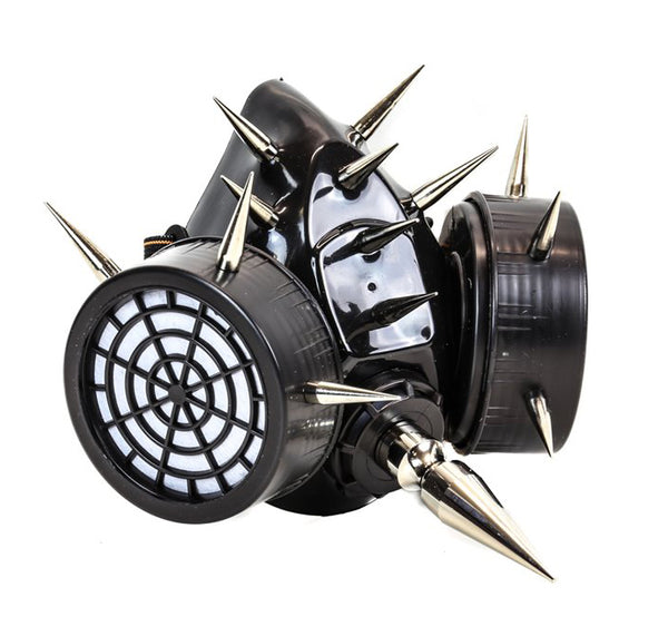Black Small & Large Silver Spikes Gas Mask Respirator Cyber Cosplay