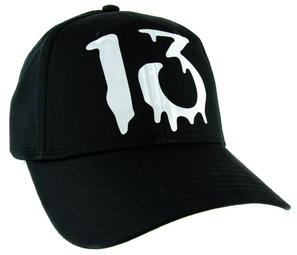 White Number Thirteen Lucky 13 Baseball Cap Goth Punk