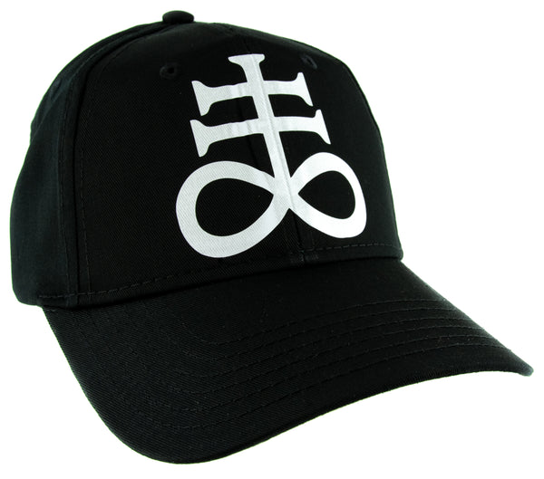 White Crux Satanus Leviathan Satanic Cross Baseball Cap Occult