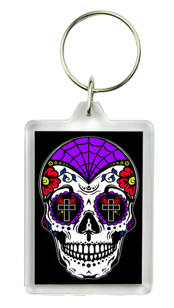 Sugar Skull Day of the Dead Keychain Dia De Los Muertos Key Ring