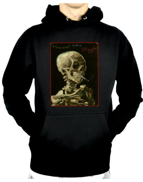 Skeleton Smoking Pullover Hoodie Sweatshirt Van Gogh Painting