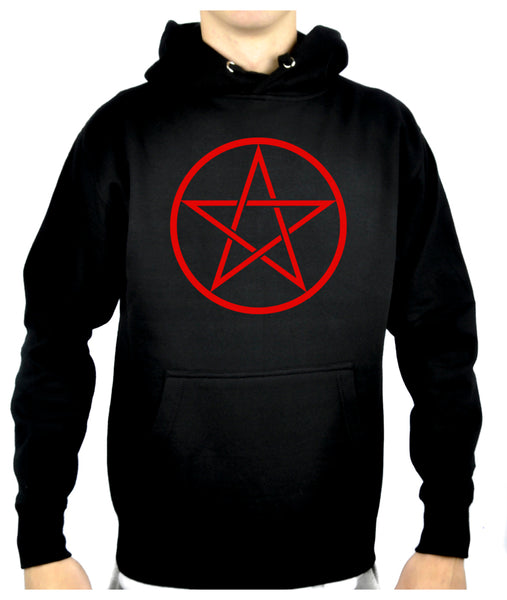 Red Woven Pentacle Pullover Hoodie Sweatshirt