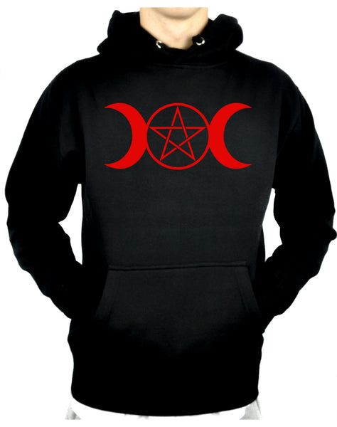 Red Triple Moon Goddess Pentagram Pullover Hoodie Sweatshirt