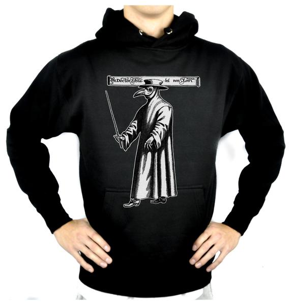 Black Death Plague Doctor Pullover Hoodie Sweatshirt with Bird Mask