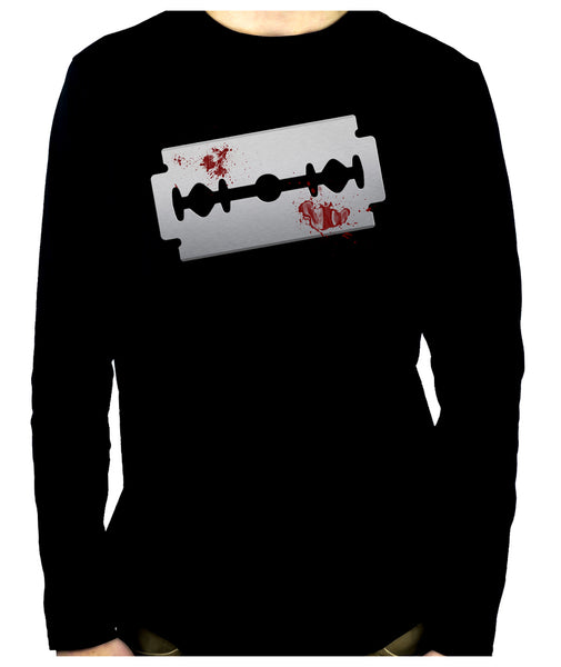 Bloody Razor Blade Men's Long Sleeve T-Shirt Suicide Prevention Awareness
