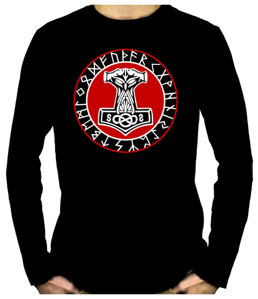 Norse Mythology Odin Viking Men's Long Sleeve T-Shirt Occult Clothing Mjolnir Hammer