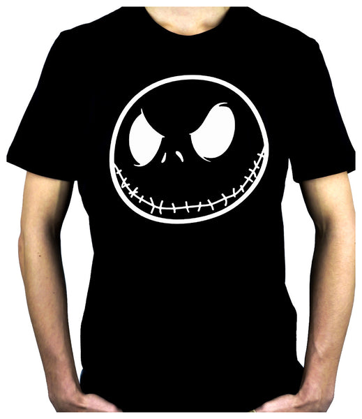 Negative Jack Skellington Face Men's T-Shirt Nightmare Before Christmas Clothing