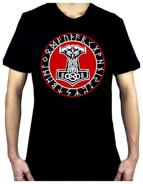Norse Mythology Odin Viking Men's T-Shirt Occult Clothing Mjolnir Hammer