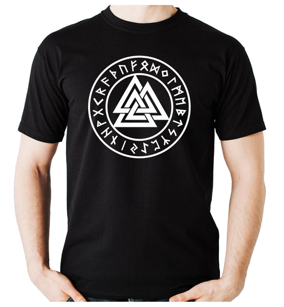 Valknut Odin Viking Symbol Runes Script Men's T-Shirt Triangle Knot
