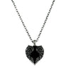 Black Stone Heart Necklace with Gothic Wings