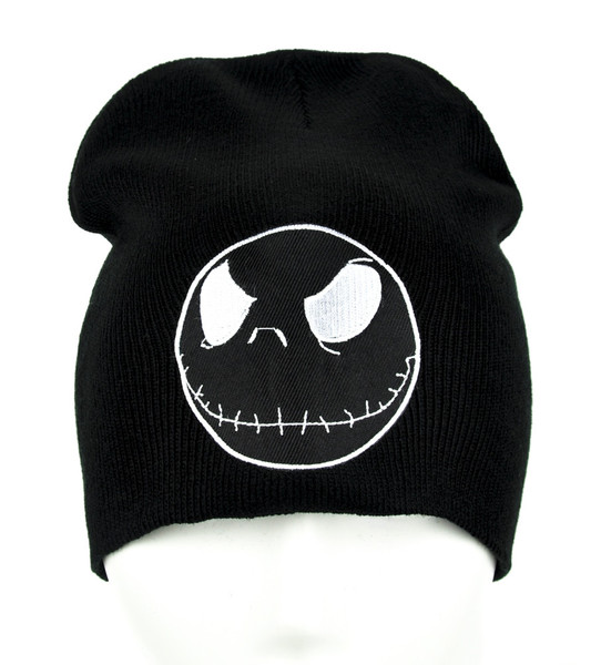 Negative Jack Skellington in Black Beanie Knit Cap Nightmare Before Chirstmas