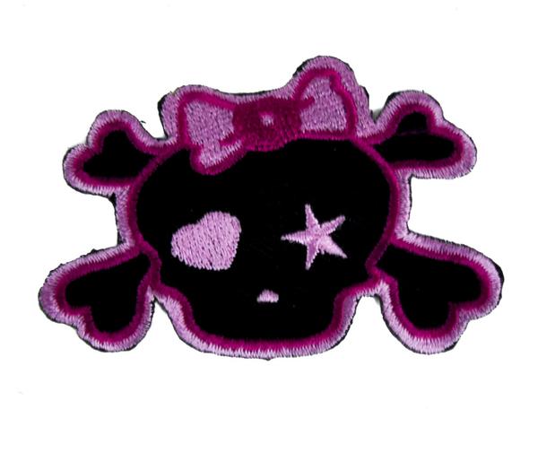 Pink Punk Rock Skull Rockabilly Patch Iron on Applique Alternative Clothing Emo