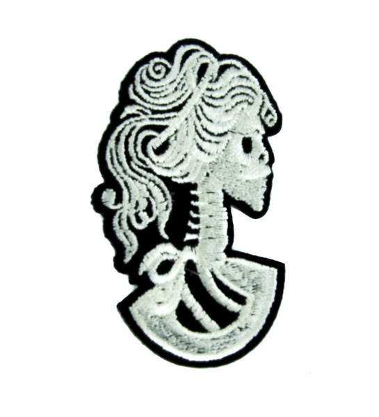 Lady Death Skeleton Cameo Patch Iron on Applique Occult Clothing