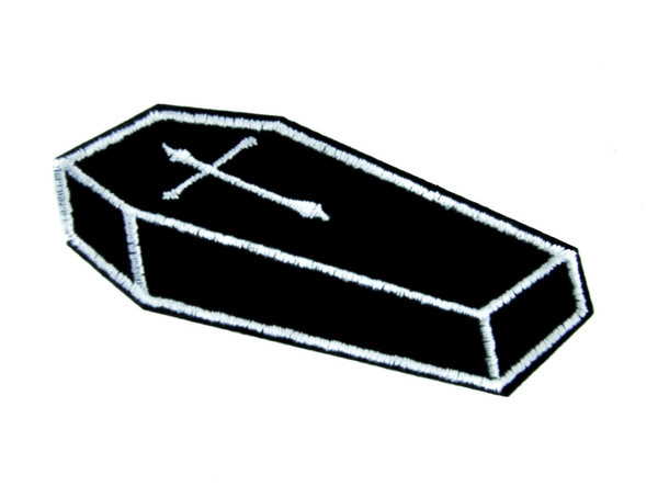 Voodoo Coffin with Cross Iron on Applique Gothic Occult Clothing
